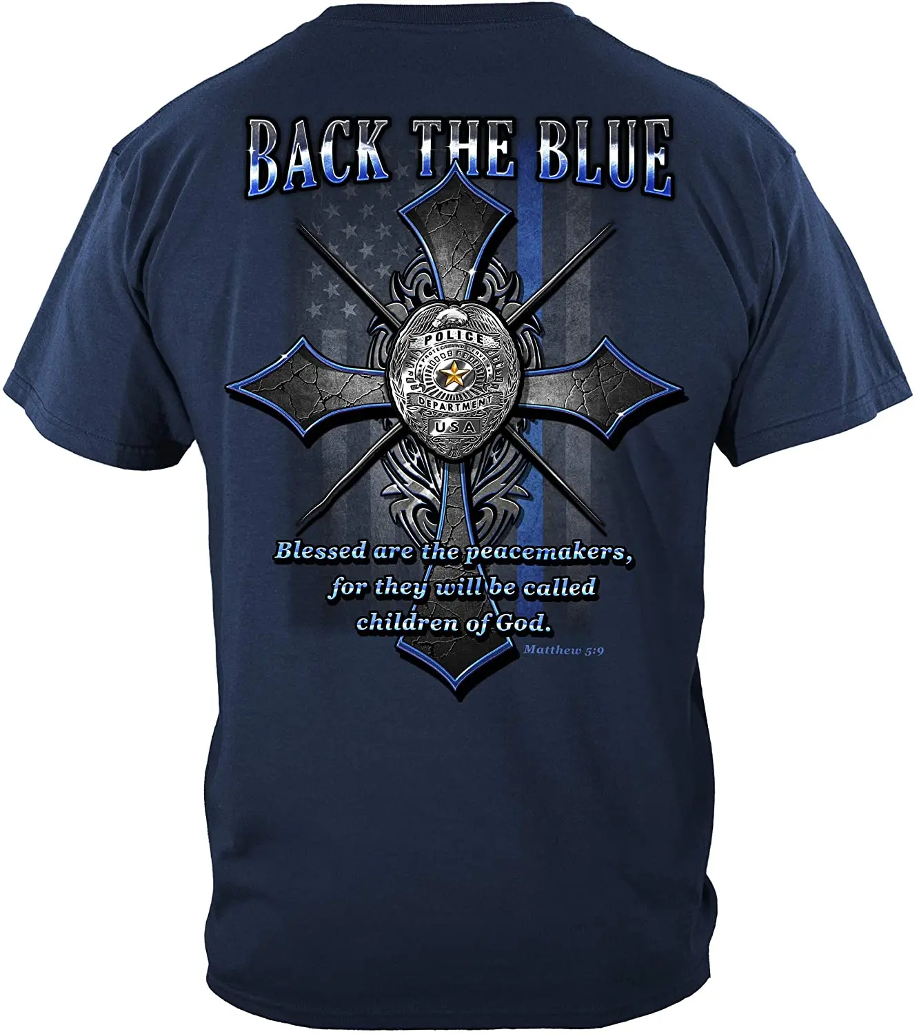 

Blue Thread US Navy Flag Summer Cotton O-neck Short Sleeve T Shirt