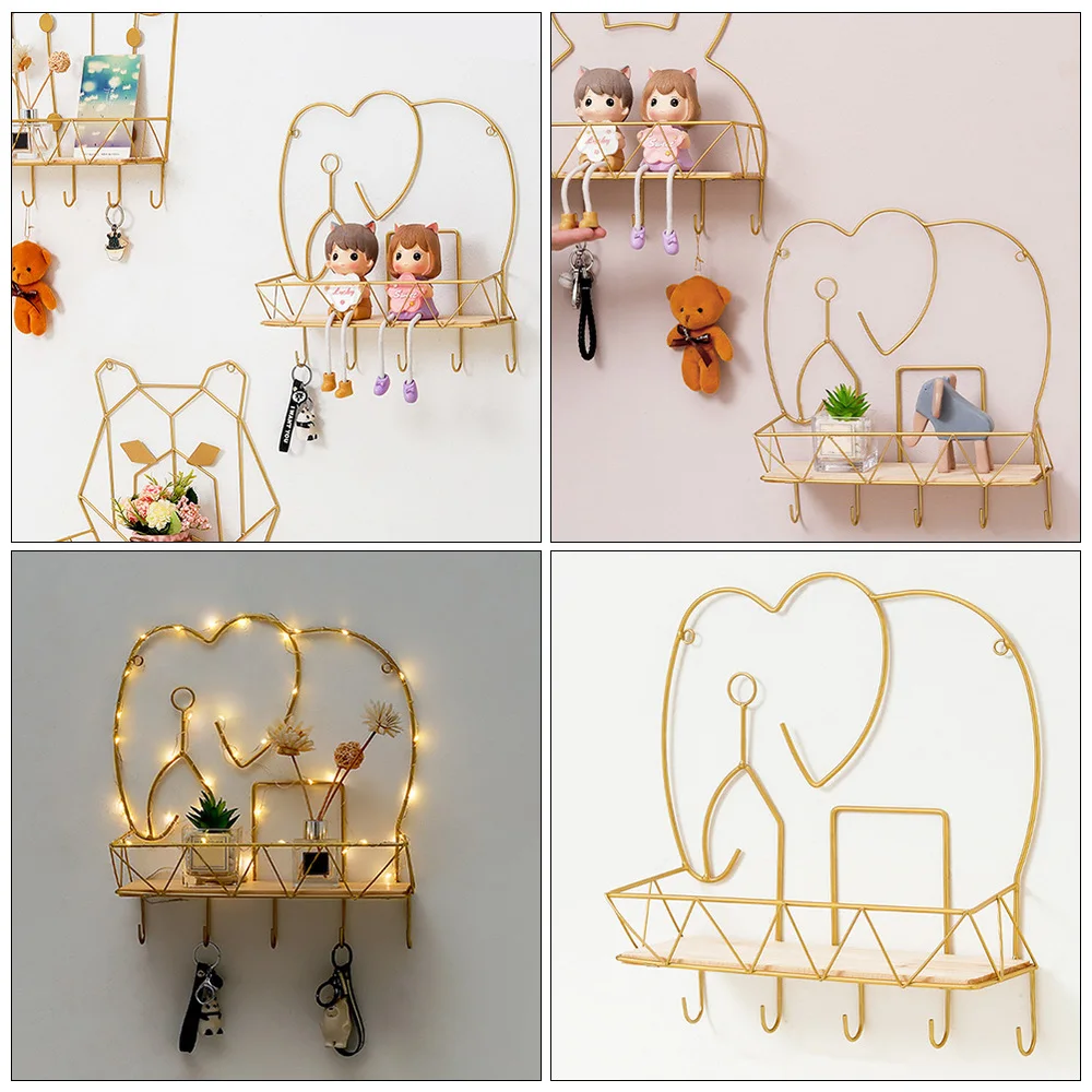 

1Pc Wall-mounted Storage Rack Decorative Wall Hooks Home Wall Rack Ornament
