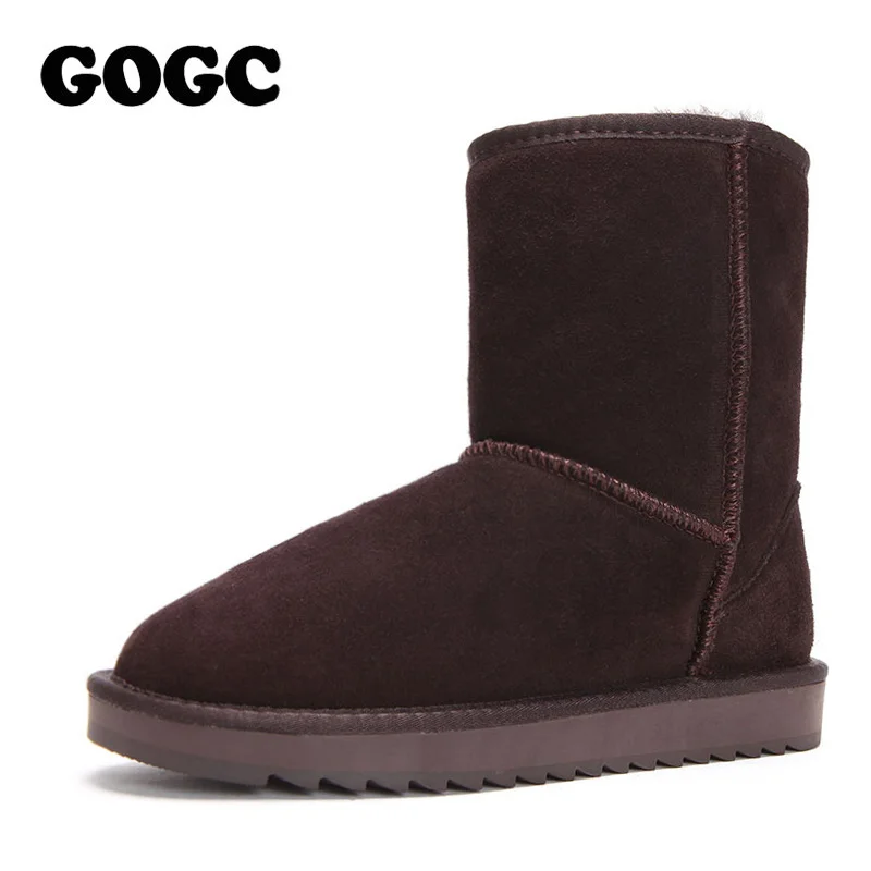 GOGC winter shoes 2020 Genuine Leather Winter snow mid-calf Boots Women Wool Shoes Women's Ladies G9717 | Обувь