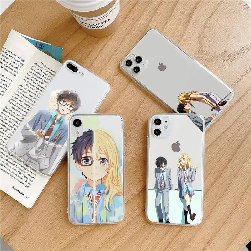 

Japan Anime Your Lie in April Phone Case Transparent soft For iphone 5 6 7 8 11 12 s c se plus mini x xs xr pro max shell