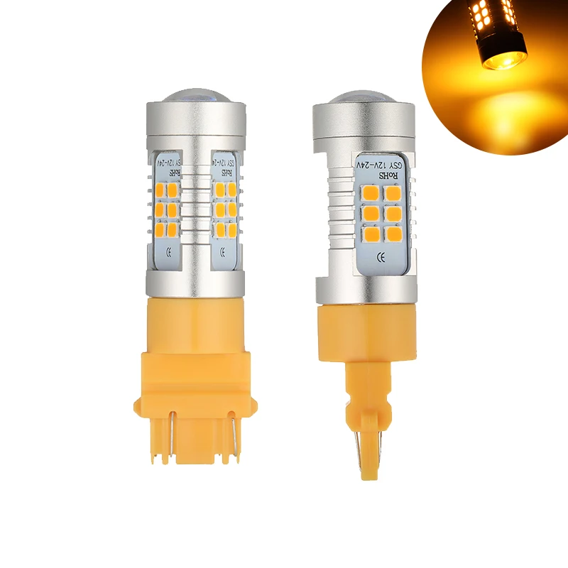 

2X 3157 3156 1300 Lumens 50W Yellow Turn Signal High Power LED Light Bulbs back up reverse lamp daytime running lights