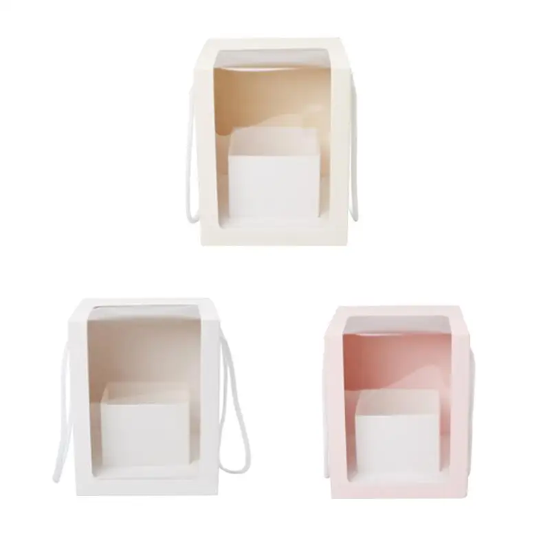 

3pcs Transparent Flower Packaging Box Square Gifts Boxes Flower Gift Clear Window Flower Gift Single-Sided Window Pvc