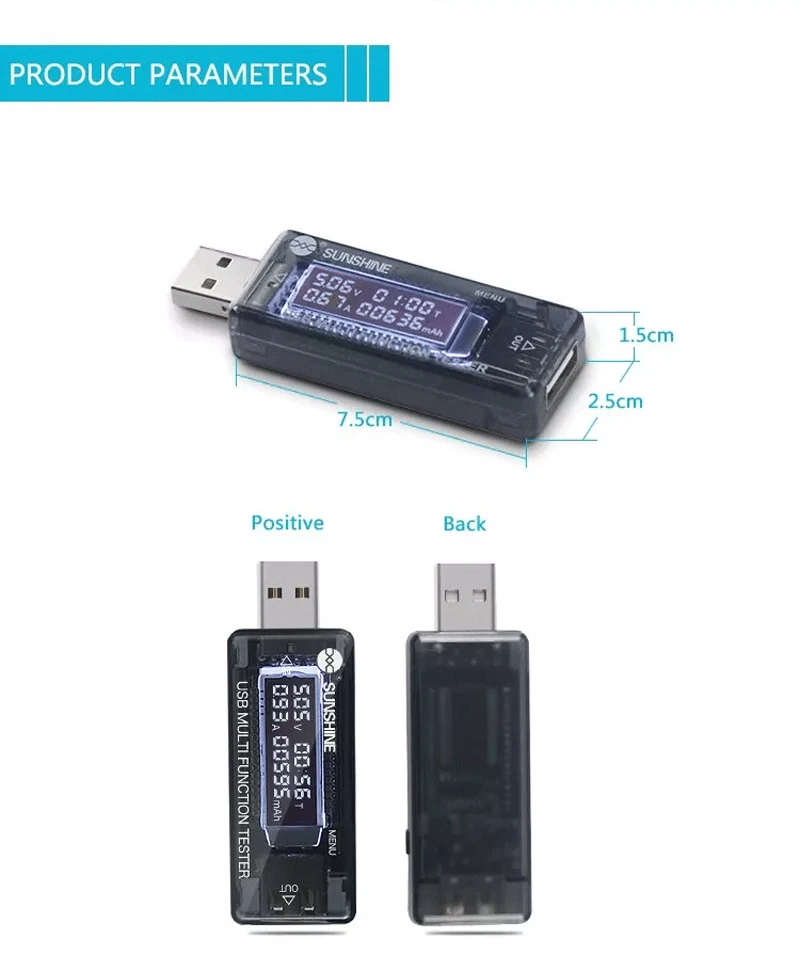 Солнечный свет SS-302A цифровой диспай USB тестер Ток Напряжение зарядное устройство Емкость доктор Quick Charge power Bank метр Вольтметр