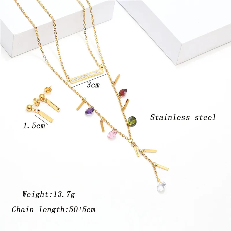 Комплект из колье и серёг OUFEI многослойного циркония нержавеющей стали |