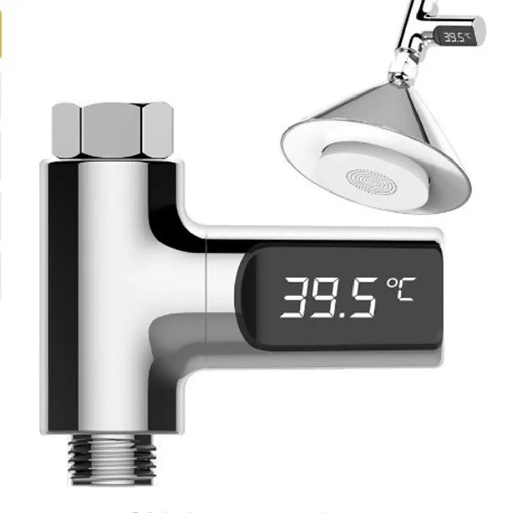 

Smart Led Display Celsius Water Thermometer Self-powered 360 Degree Rotation Electricity Shower Thermometer for Kitchen Bathroom