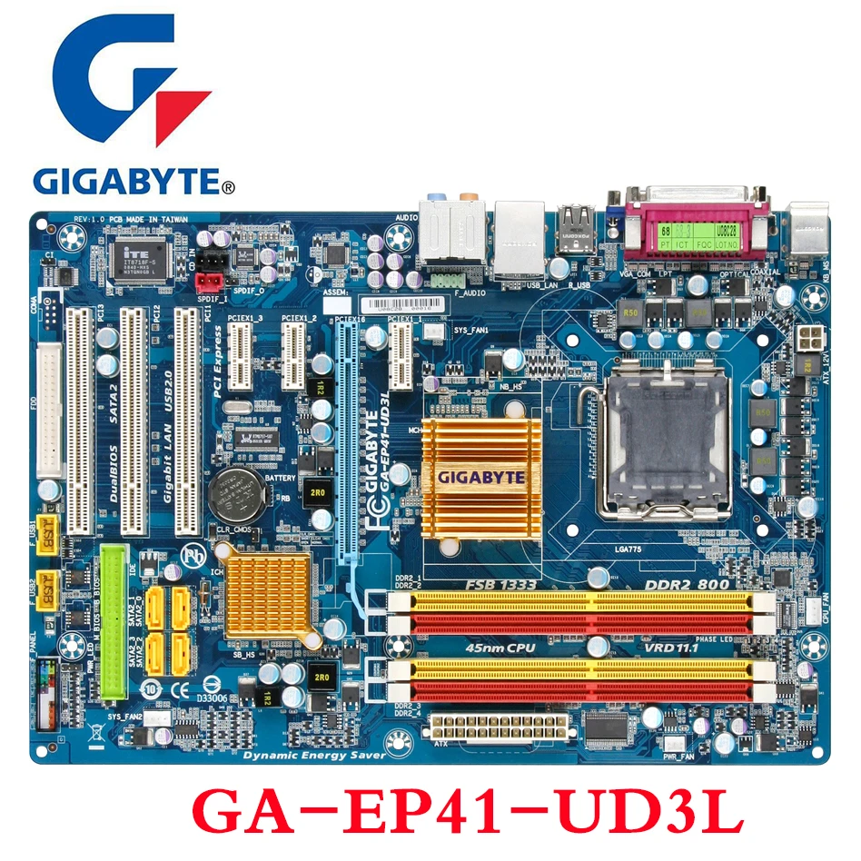 LGA 775 Gigabyte GA-EP41-UD3L Motherboard For Intel G41 DDR2 16GB SATA II EP41 UD3L Desktop Mainboard PC EP41-UD3L Used