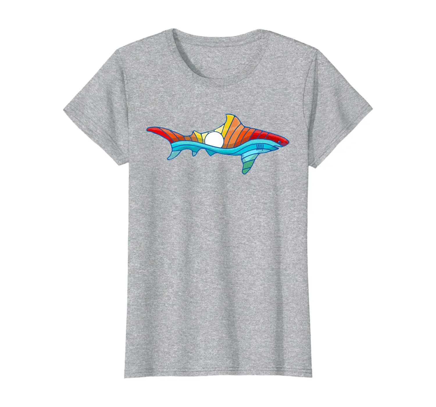 

Яркая футболка в стиле ретро с изображением акулы, солнца и океана, новая летняя крутая женская футболка 2020, дышащая хлопковая футболка с ко...