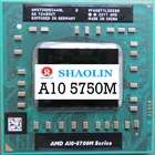 Четырехъядерный процессор A10-Series, A10-5750M A10, 5750 МБ, 2,5 ГГц, четырехпотоковый ЦПУ 35 Вт, AM5750DEC44HL, разъем FS1 для AMD