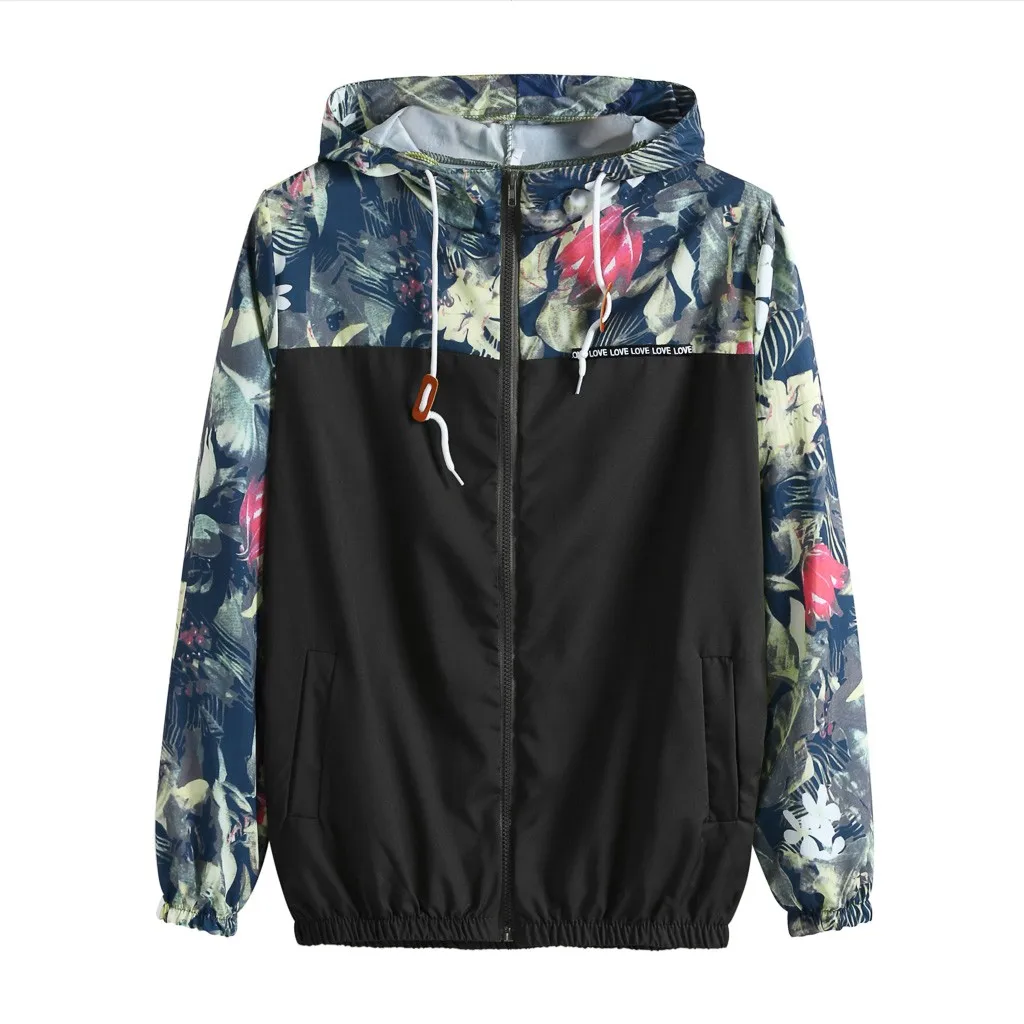 Женская куртка с капюшоном Повседневная легкая толстовка на молнии принтом