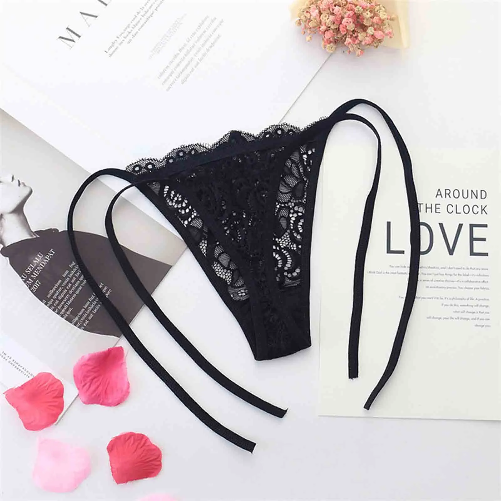 

Woman porn Lingerie Basic Elastic Comfortable Sexy Solid Lace Underwear Erotic Bowknot G-string Tether Briefs stringi damskie f4