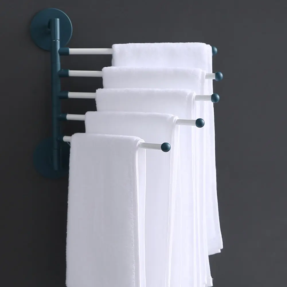 

Punch-free Bathroom Bath Towel Holder Multi-bar Wall Mounted Rotating Towel Rack Cabinet Door Back Kitchen Accessory
