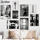 Черно-белое растение, цветок, принты, камера, Женский постер, окно, винтажная настенная живопись, настенные картины в скандинавском стиле, декор для гостиной