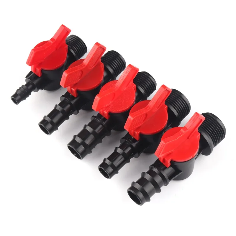 Мини-шаровой кран, 3 шт., резьба 1/2 дюйма, 3/4 дюйма, до 8/12, 16, 20, 25 мм, садовый шланг, микроирригационные трубы, водопроводные переключатели, контроллер