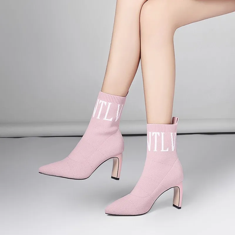 

Женские ботильоны на высоком каблуке, с острым носком