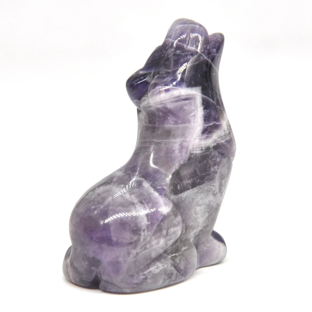 2 дюйма статуя волка натуральный камень аметист резное украшение для дома