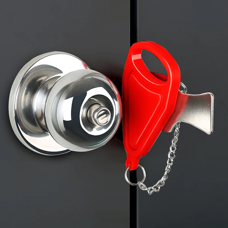 

1Pc Safety Door Locks Stainless Steel Portable Security Privacy Room Hotel Anti Theft Lock Travel Accommodation Door Stopper