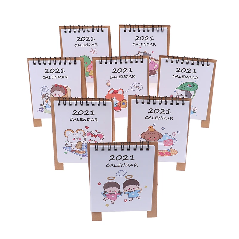 

2021 Yearly Cartoon Desktop Paper Calendar Dual Daily Scheduler Table Planner