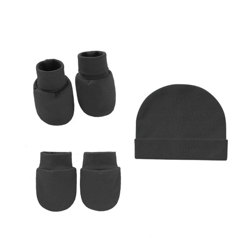 

Baby Anti Scratching Soft Cotton Gloves+Hat+Foot Cover Set Mittens Socks Beanies