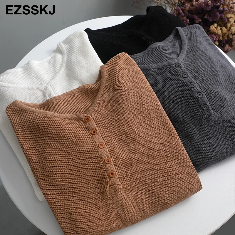 Женский Трикотажный Свитер оверсайз повседневный однобортный свитер в