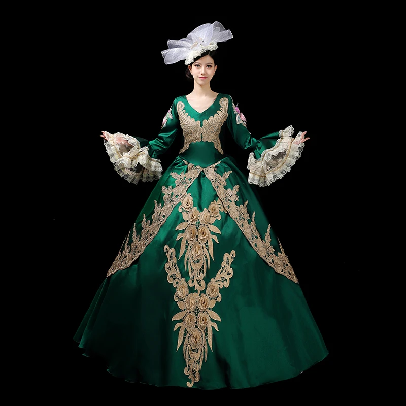 

Newest Medieval Renaissance Rococo Marie Antoinette Dress European Court Lace Christmas Birthday Masquerade Ball Gowns For Women