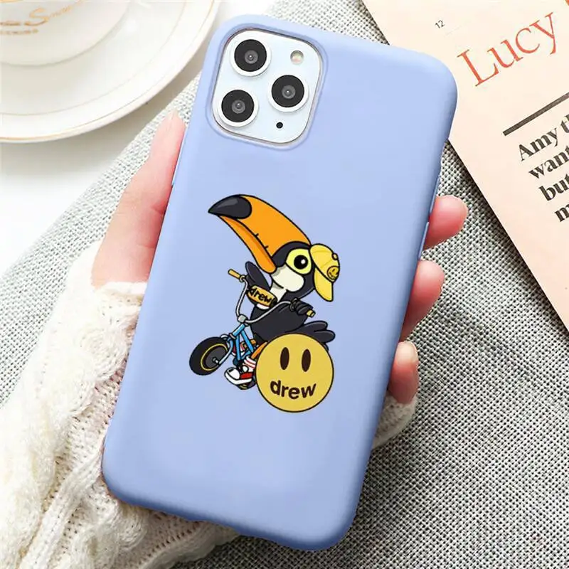 

drew house Justin Bieber singer funda cover coque Phone Case Candy Color for iPhone 6 7 8 11 12 s mini pro X XS XR MAX Plus