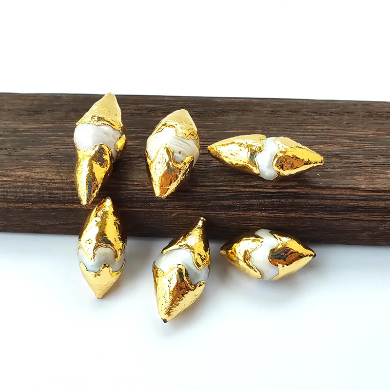 

10Pcs Gold Color Natural Pearls Spacer Beads,Freshwater Pearl Connector DIY Making Bracelet Necklace Jewelry Findings BD372