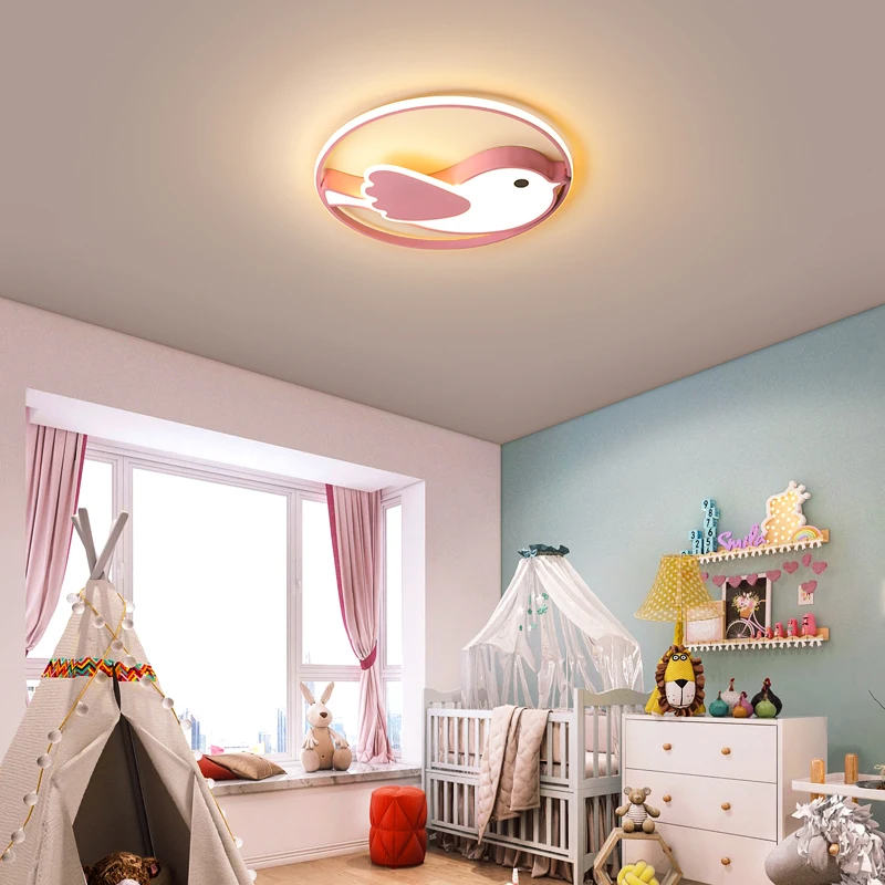 Люстра освещение для гостиной спальни мультфильм Розовая синяя птица Потолочная