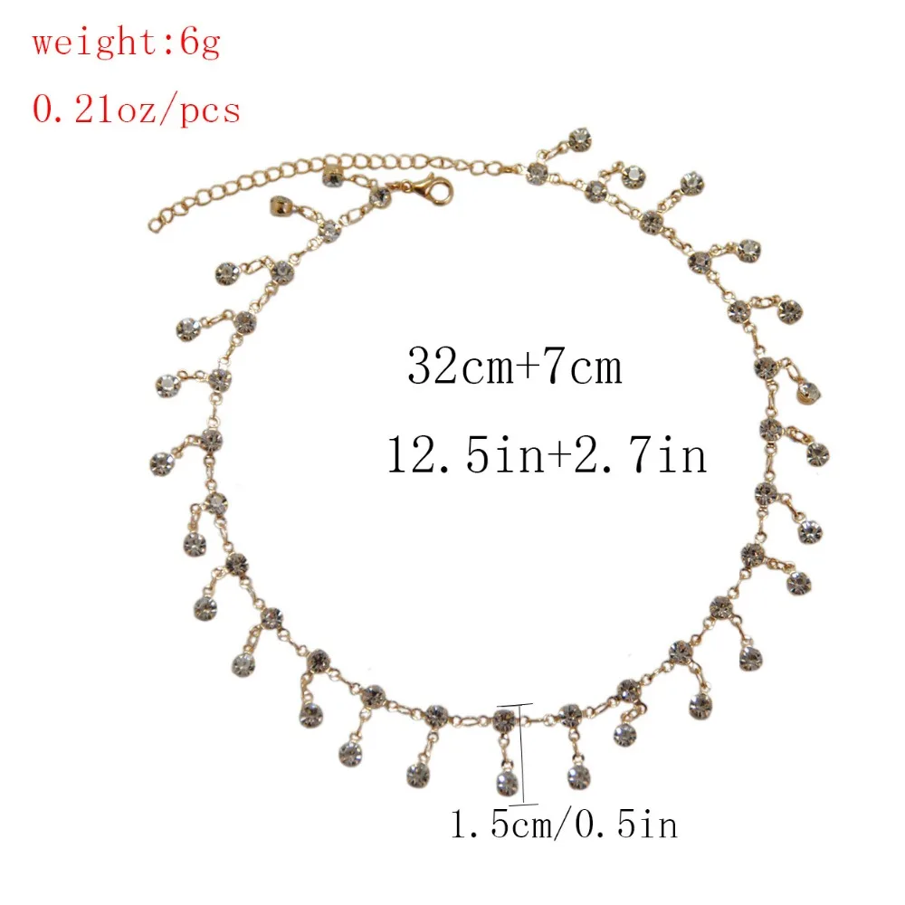 Сверкающее Золотистое Ожерелье чокер на цепочке с кристаллами для невесты