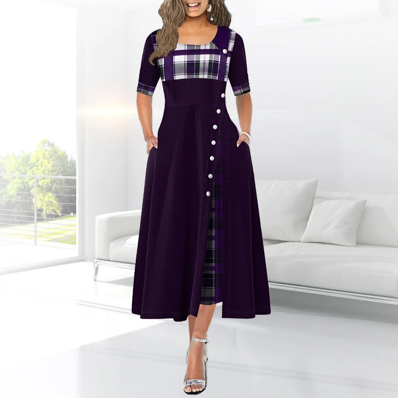 

Plus Size Women's Summer Print Stitching Flower Long Banquet Dress 2021 Bodycon Dress Elegant Sexy Woman Super Long Dress