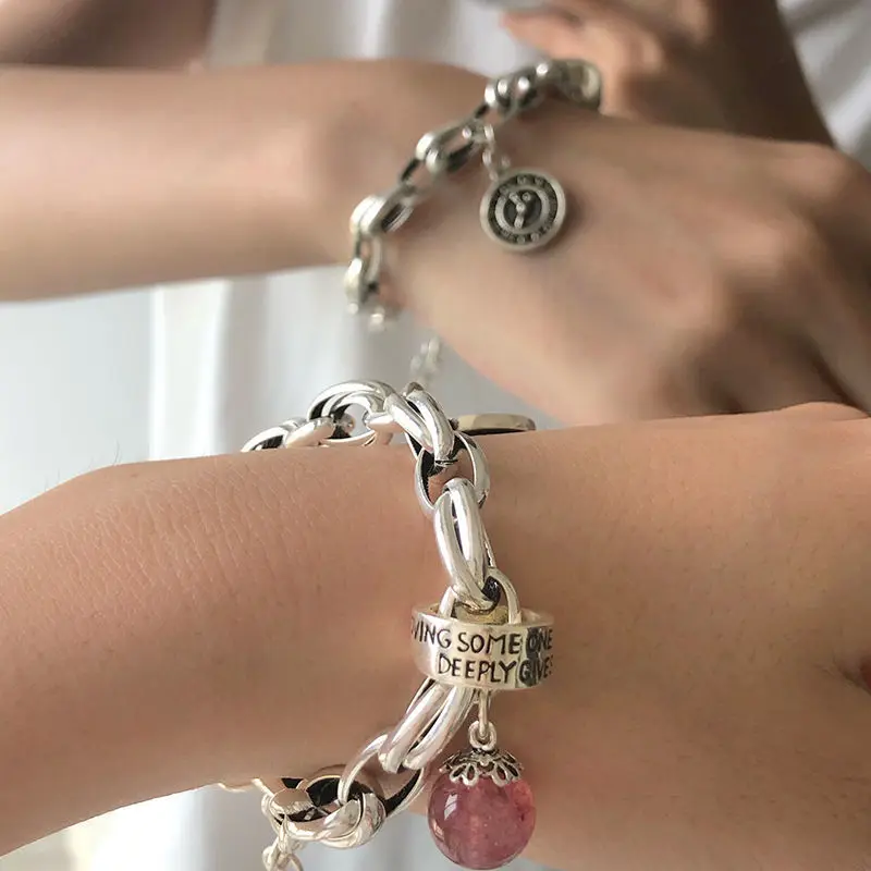 

Sterling Silver Bracelet Women's S925 Fashion Jewelry Personality Popular Boys Day Gifts Girls Charm Customized Couples