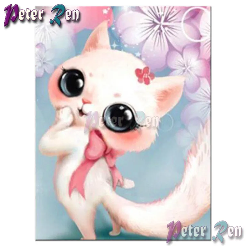 

5d Cartoon animal pink cute cat Diamond Painting Cross Stitch DIY full Square\Round Embroidery picture Rhinestone Children gift