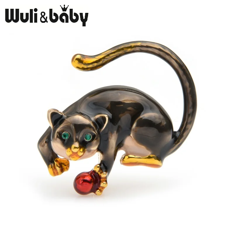 Wuli&baby, эмалированная брошь обезьяна, булавки, Лемур, животное, брошь, значок, мужские ювелирные изделия, аксессуары, подарок - Окраска металла: Black