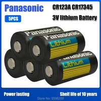 5pcs new panasonic cr123 cr123a cr 123a 123a cr 123 a123 cr17345 16340 3v lithium battery for camera flashlight dry primary cell
