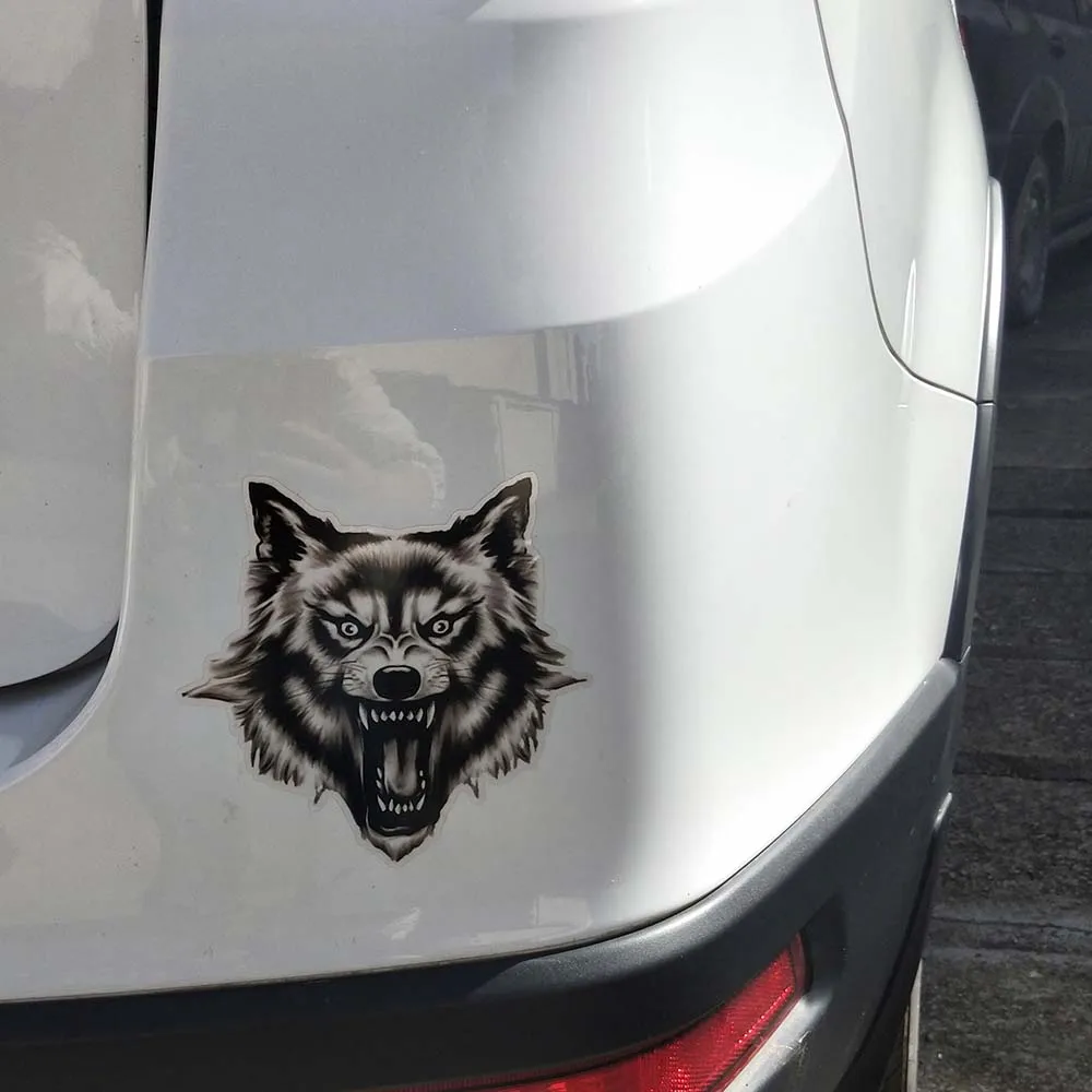

15cmx15cm Angry wolf head Vinyl Car stickers Decals Motorcycle Accessories Car-Window Decorative Goods PVC