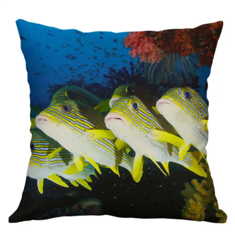 Морская наволочка для подушки декоративная с животными домашняя льняная дивана