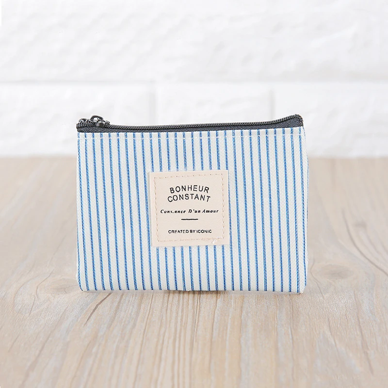 blue stripes Креативная мини-гигиеническая сумка для девочек, холщовые гигиенические прокладки, посылка, сумки, портмоне, органайзер для ювелирных изделий, чехол для кредитных карт - Цвет: blue stripes