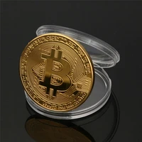 gold plated physical bitcoins bit coin btc with case gift physical metal antique imitation btc coin art collection