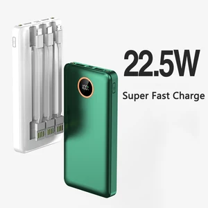 Power Bank 20000mAh Portable 22.5W Fast Charger Powerbank Built in Cable External Battery Poverbank for Xiaomi Mi iPhone 12 Pro
