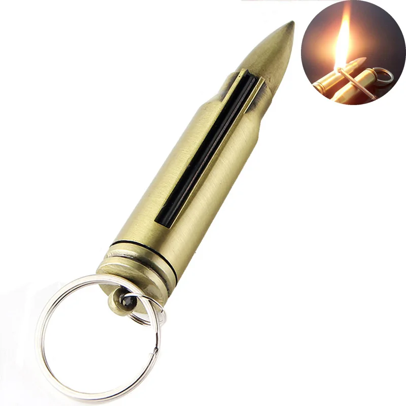 

Bullet shaped Lighter Eternal Match Mini Keychain Kerosene Oil Lighters Waterproof for Outdoor Survival