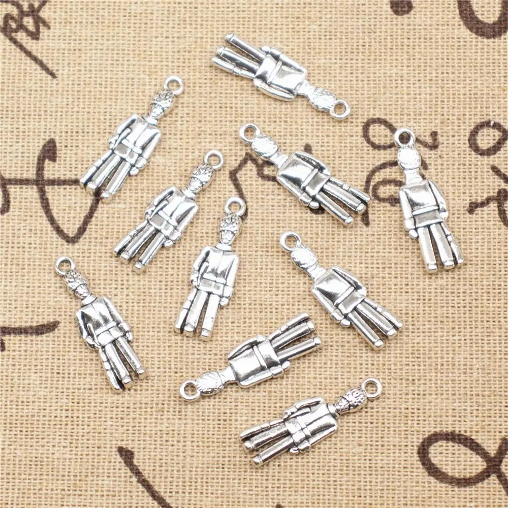 

Charms for jewelry making 10pcs 8x26mm antique silver color Soldier charms