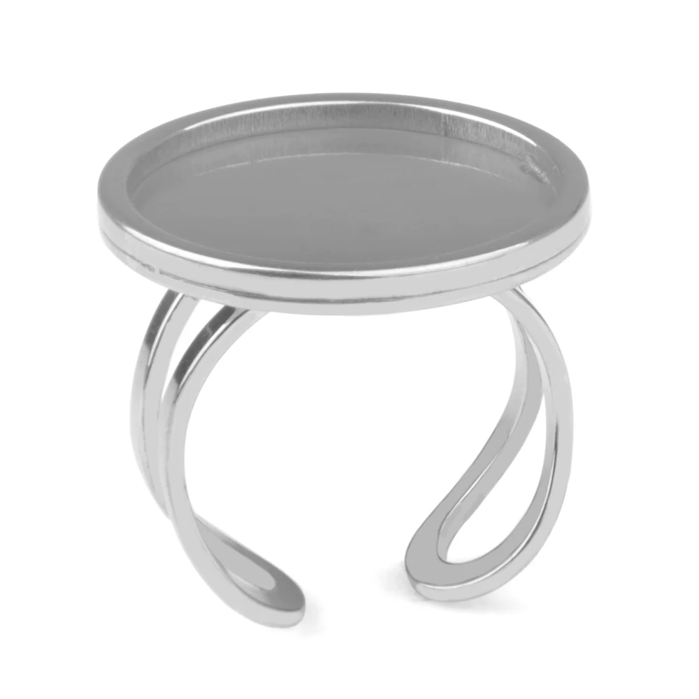 Круглые белые Платиновые пустые оправы для колец регулируемая открытая основа