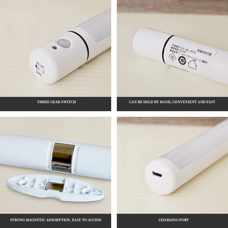 

Wireless Under Cabinet Light PIR LED Motion Sensor Light Rechargeable Night Light LED Lamp For Wardrobe Kitchen Bedroom Closet