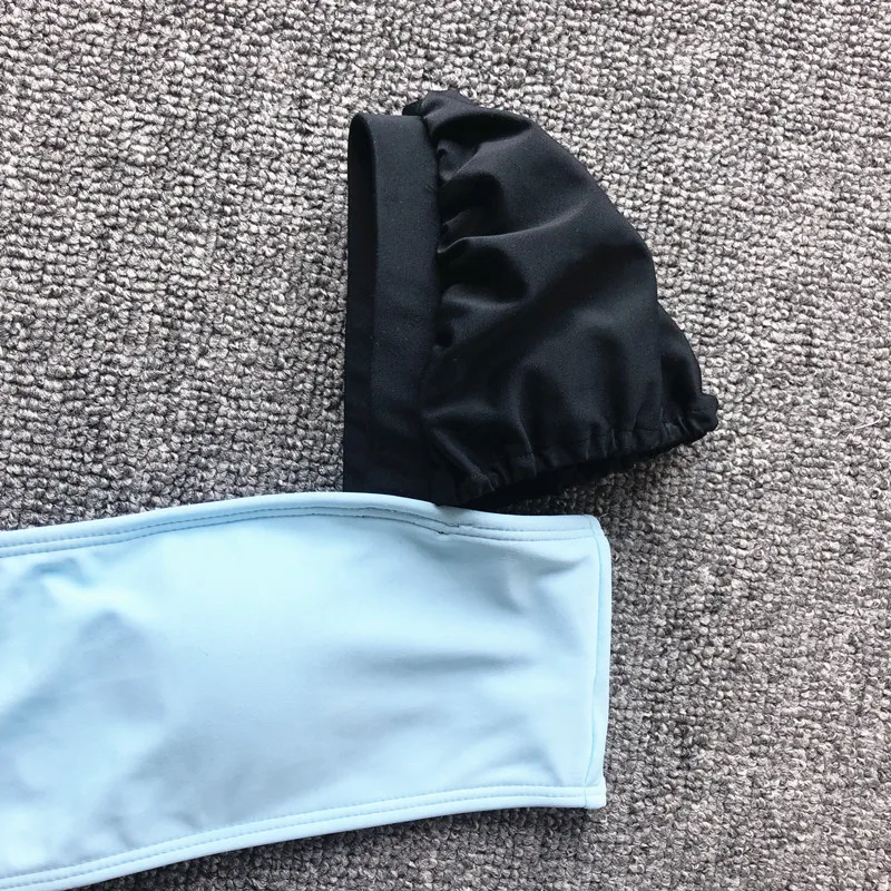 Купальный костюм с одним плечом высокая талия бикини 2019 женская одежда для