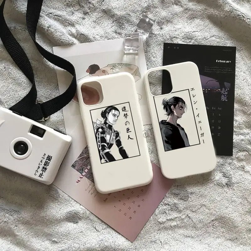 

attack on titan anime Phone Case Candy Color for iPhone 6 7 8 11 12 s mini pro X XS XR MAX Plus