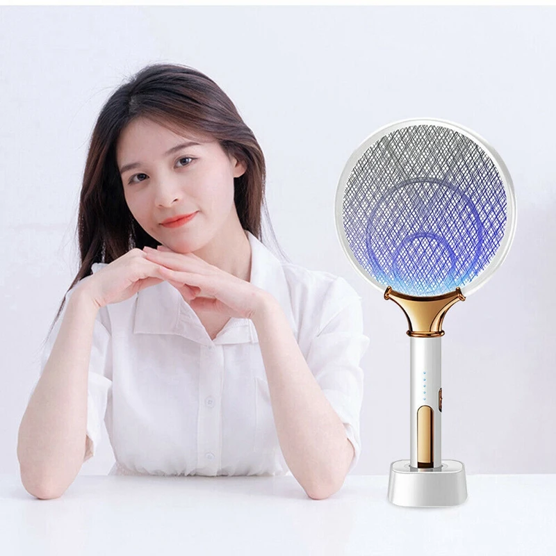 

AU -2 IN 1 Rechargeable High-Voltage Electric Fly Swatter Mosquito Racket Bug Killer