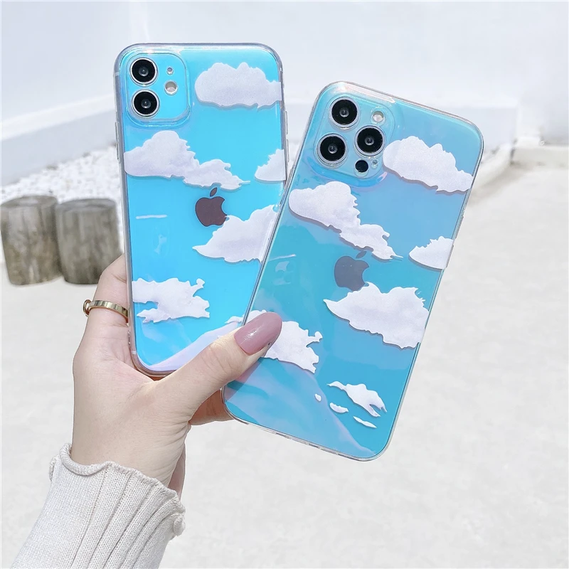 

Aurora Case For iPhone 11 Clear Cases Clouds Soft TPU Transparent Cover for iPhone 12 mini 11 Pro X Xs Max XR 7 8 Plus SE 2020