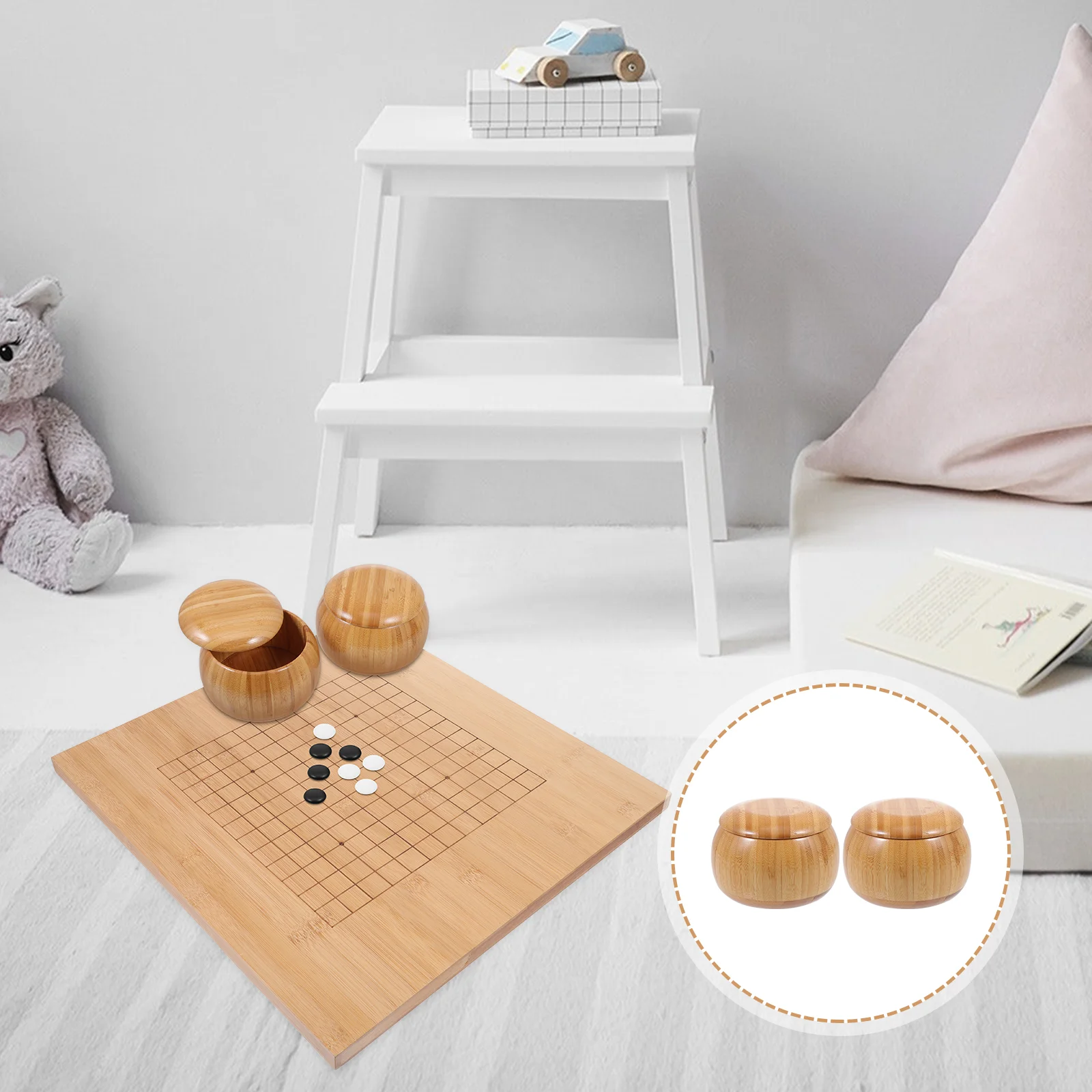 

1 Pair Simple Empty Chess Piece Boxes Bamboo Craft Holder Boxes Small Boxes