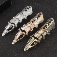 retro punk gothic armor ring bendable metal assassin scroll joint knuckle metal full finger rings for men women jewelry