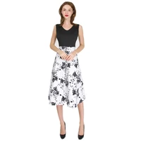 50s retro elegant casual ladies style petticoat 2019 summer hot sale sleeveless stitching print slim dress