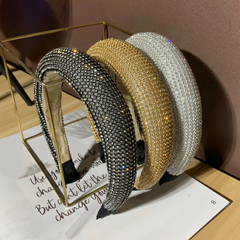 

2021 Luxurious Rhinestone Sponge Bezel Hair Accessories Women Headband Hairband Opaska Do Wlosow Diademas Bandeau Pour Cheveux